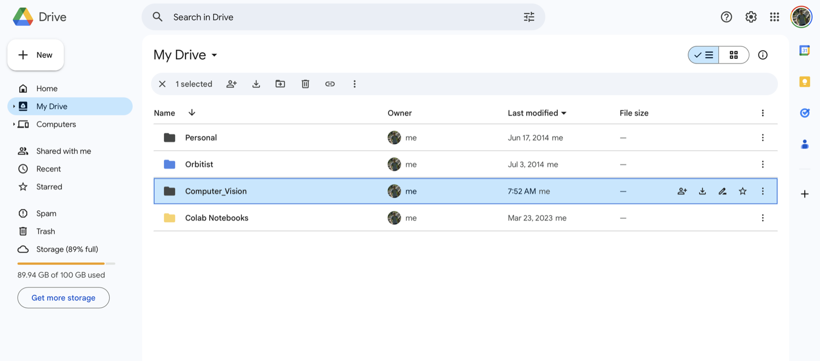 Google Drive: name the folder Computer_Vision