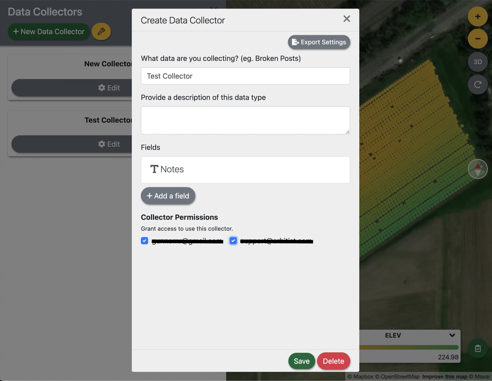 Edit collector permissions