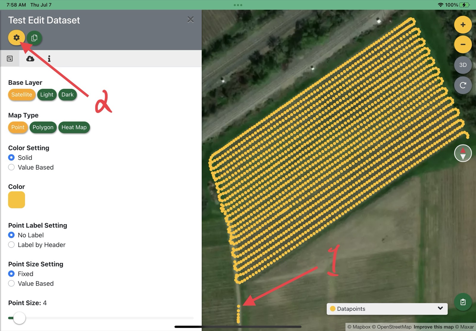 Dataset with trailing datapoints